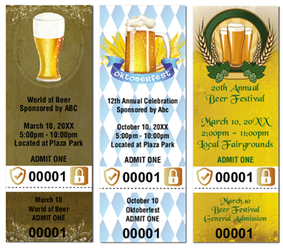 Beer Festival Tickets with Security Features