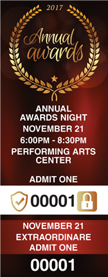 Awards Night Tickets with Security Features