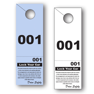 2 Part Valet Parking Hang Tag