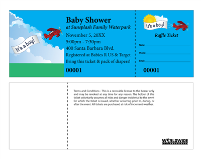 It's a Boy Airplane Raffle Tickets
