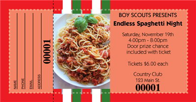 Spaghetti Dinner Raffle Tickets