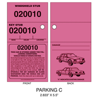 3 Part Valet Parking Ticket C