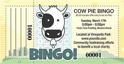 Cow Pie Bingo Raffle Tickets