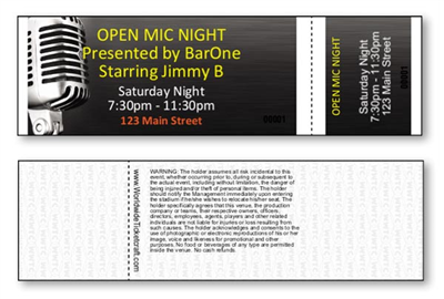 DIY Concert Tickets - General Admission - Horizontal