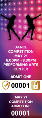 Dance Competition Tickets with Security Features