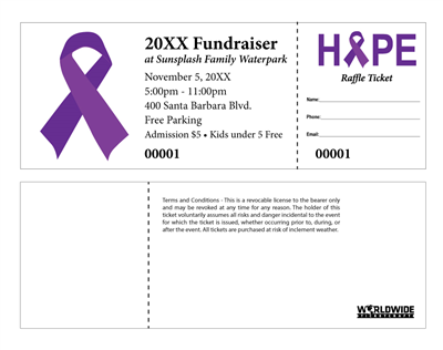 Purple Ribbon Raffle Tickets
