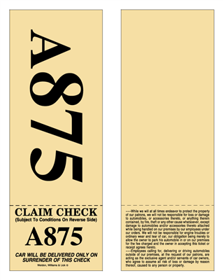 Parking Claim Check with Large Numbers - 2 Part