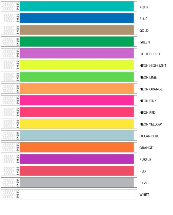 DIY Tyvek Wristband Colors